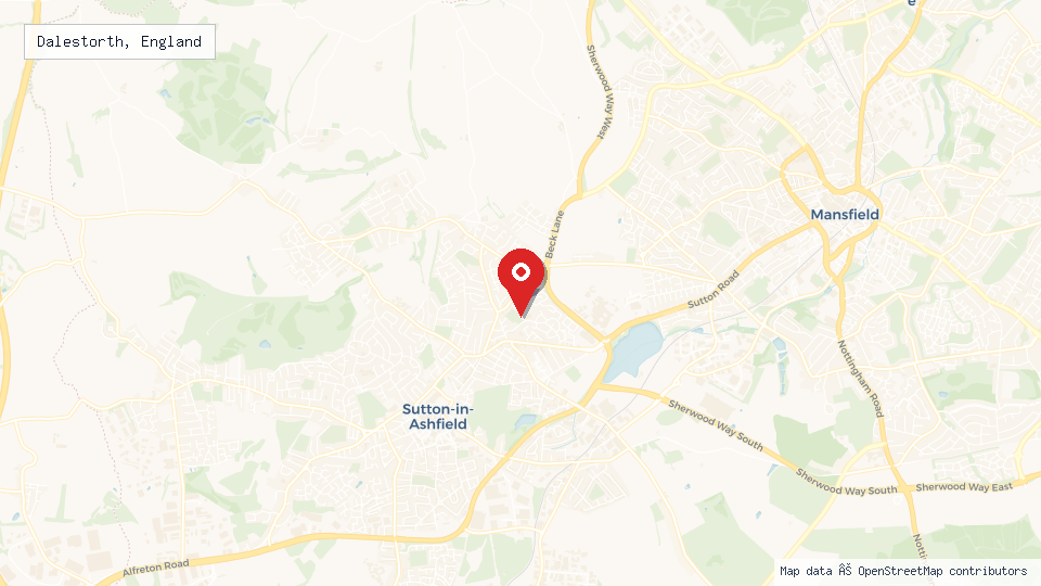 Street map of Dalestorth, England with location pin