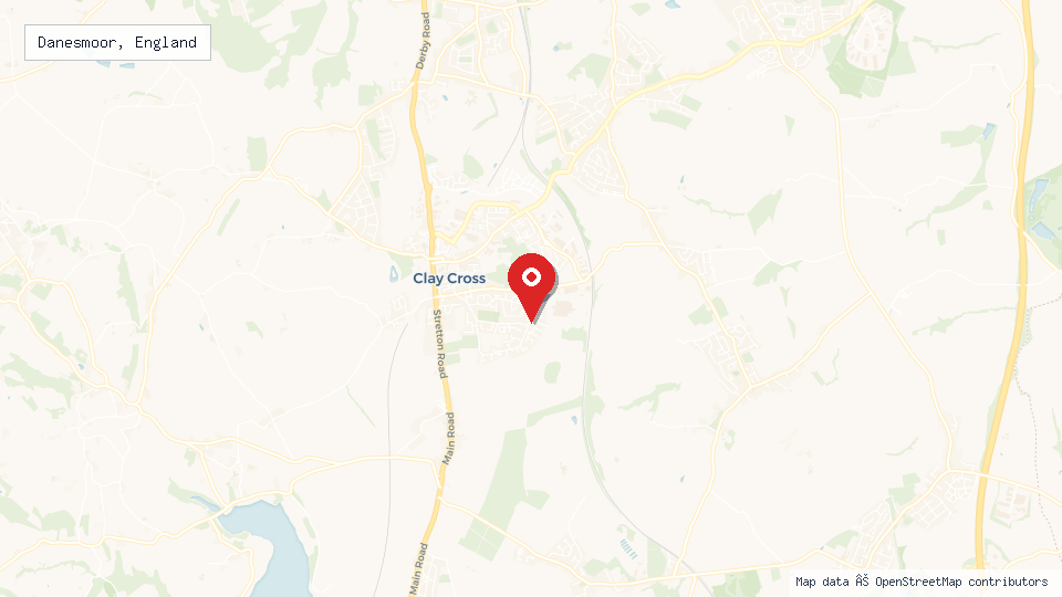 Street map of Danesmoor, England with location pin