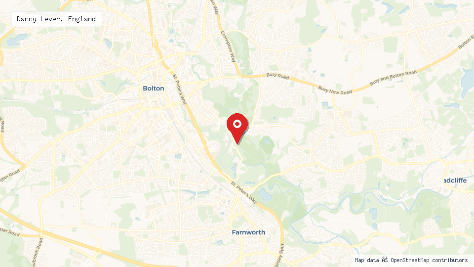 Street map of Darcy Lever, England with location pin