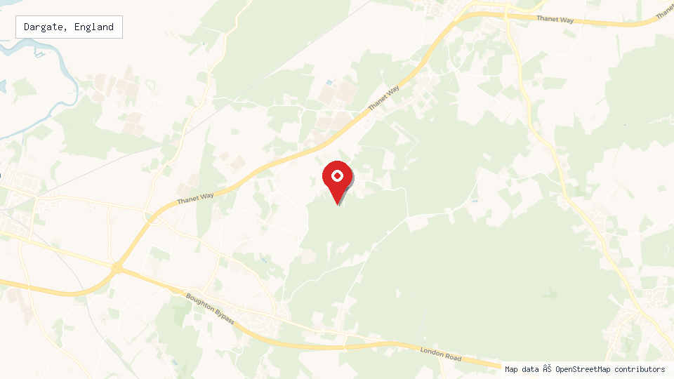 Street map of Dargate, England with location pin