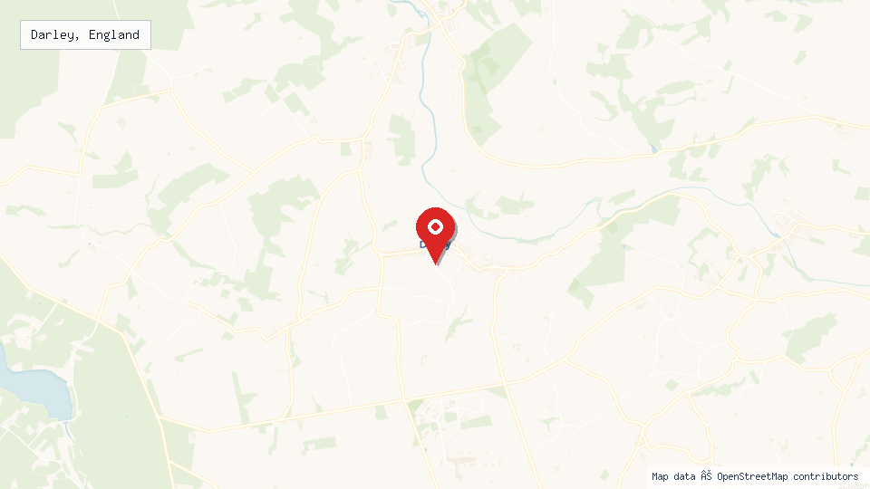 Street map of Darley, England with location pin