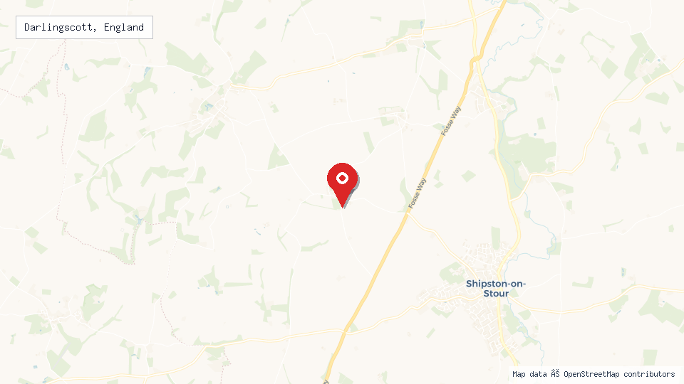Street map of Darlingscott, England with location pin