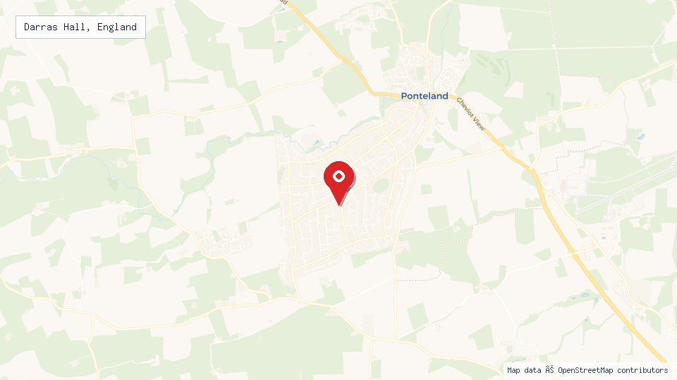 Street map of Darras Hall, England with location pin