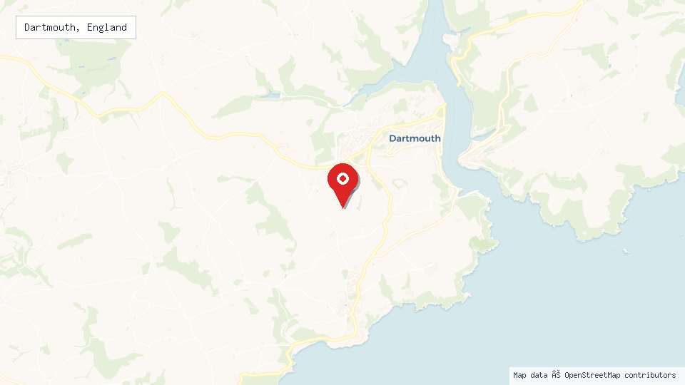 Street map of Dartmouth, England with location pin