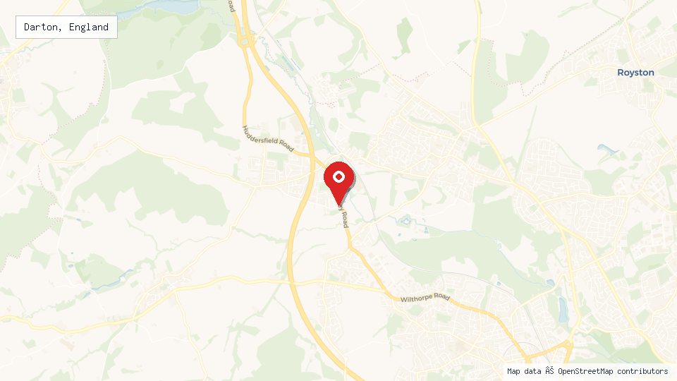 Street map of Darton, England with location pin