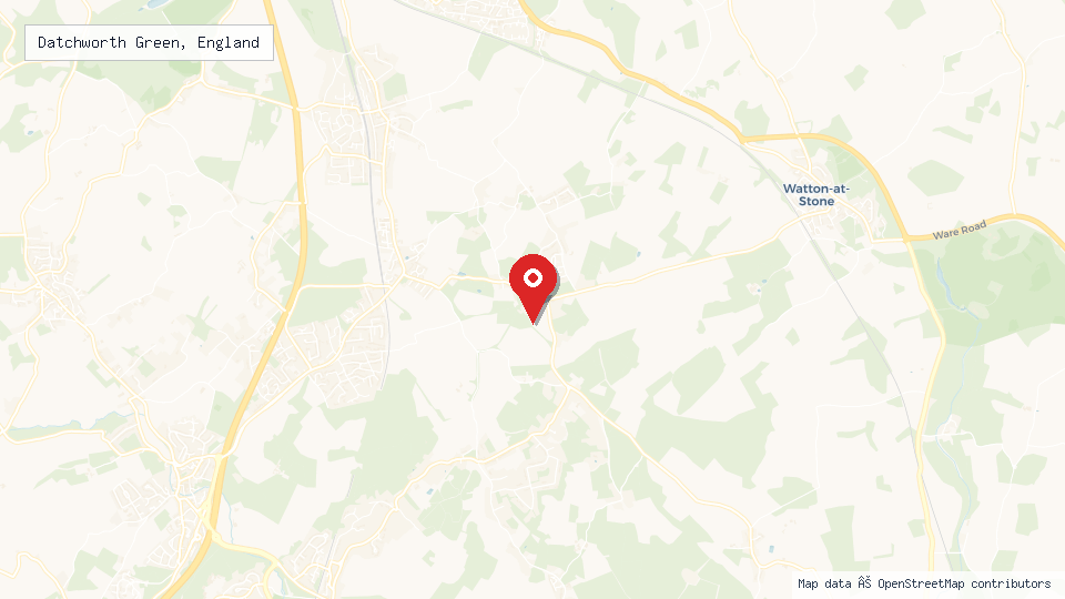 Street map of Datchworth Green, England with location pin