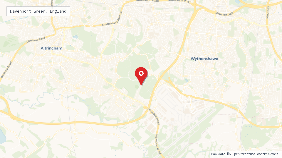 Street map of Davenport Green, England with location pin