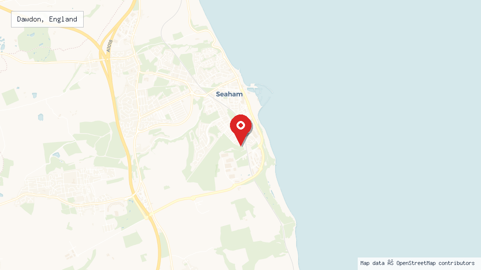 Street map of Dawdon, England with location pin