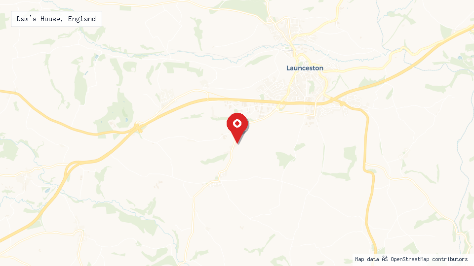 Street map of Daw's House, England with location pin