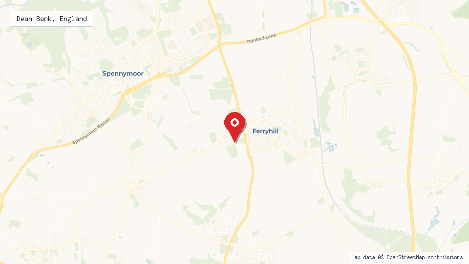 Street map of Dean Bank, England with location pin