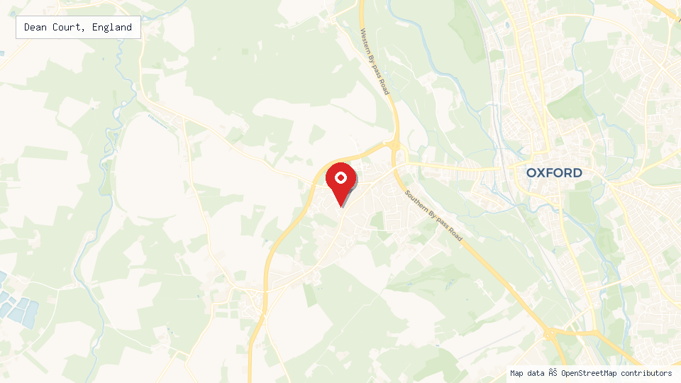 Street map of Dean Court, England with location pin