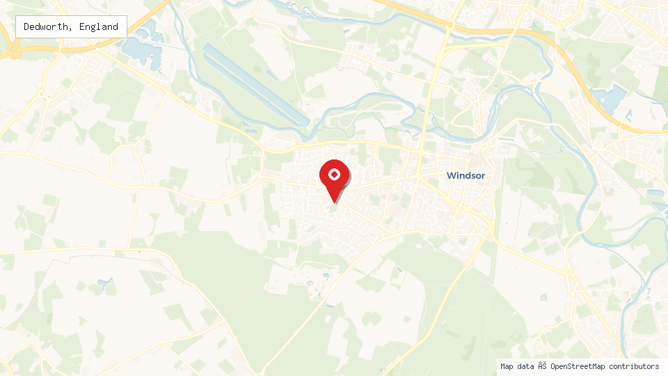 Street map of Dedworth, England with location pin