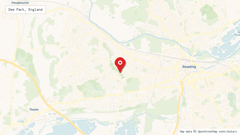 Street map of Dee Park, England with location pin