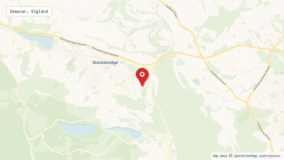 Street map of Deepcar, England with location pin