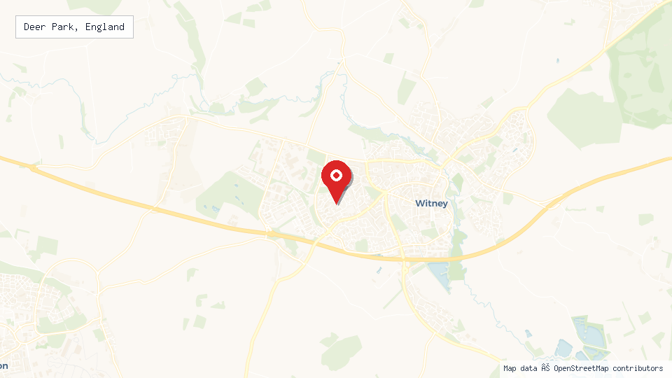 Street map of Deer Park, England with location pin