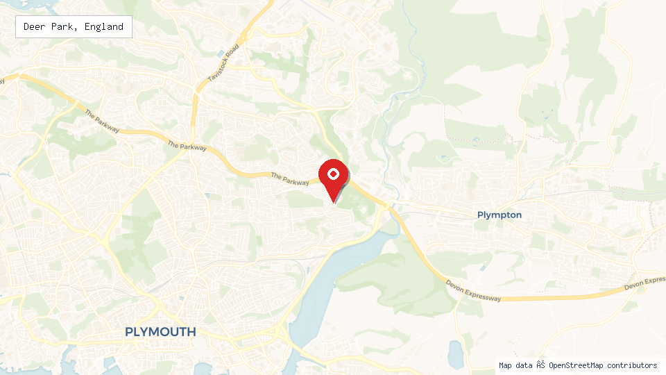 Street map of Deer Park, England with location pin