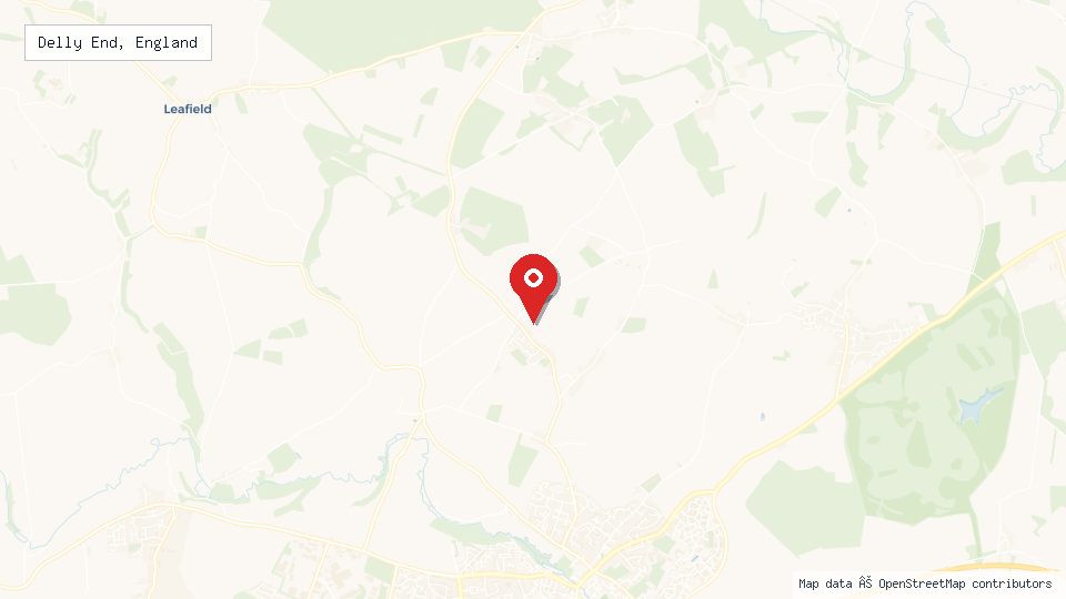 Street map of Delly End, England with location pin