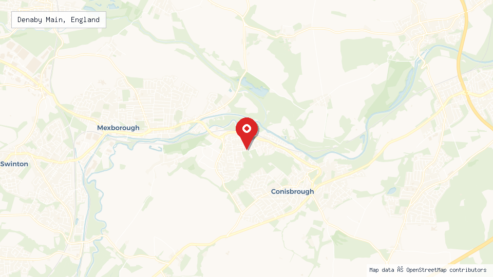 Street map of Denaby Main, England with location pin