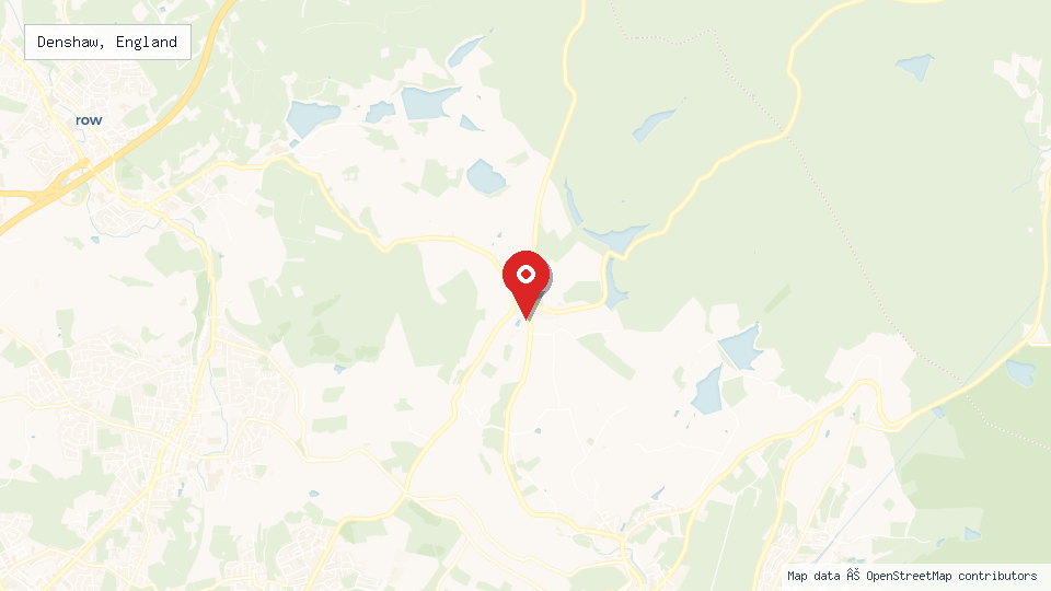 Street map of Denshaw, England with location pin