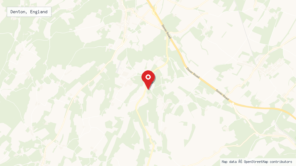 Street map of Denton, England with location pin
