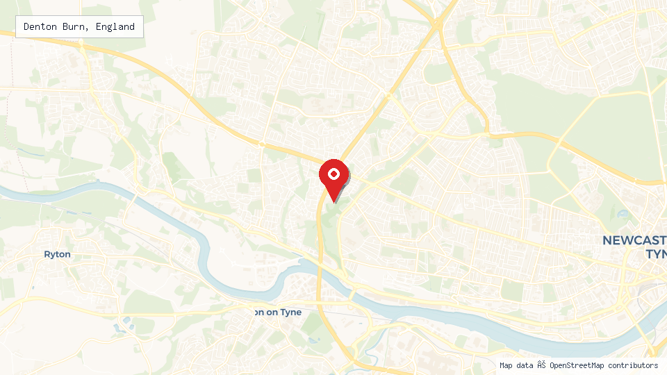 Street map of Denton Burn, England with location pin