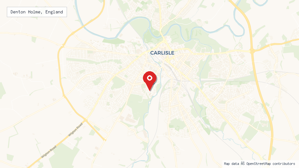 Street map of Denton Holme, England with location pin