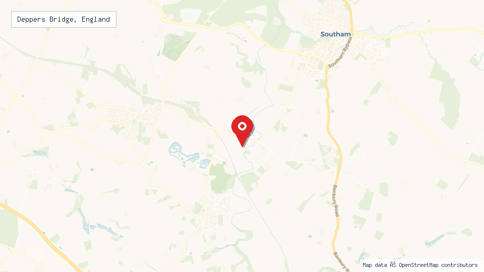 Street map of Deppers Bridge, England with location pin