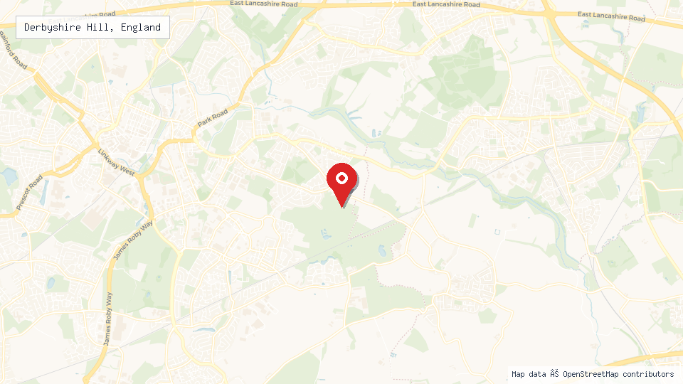 Street map of Derbyshire Hill, England with location pin