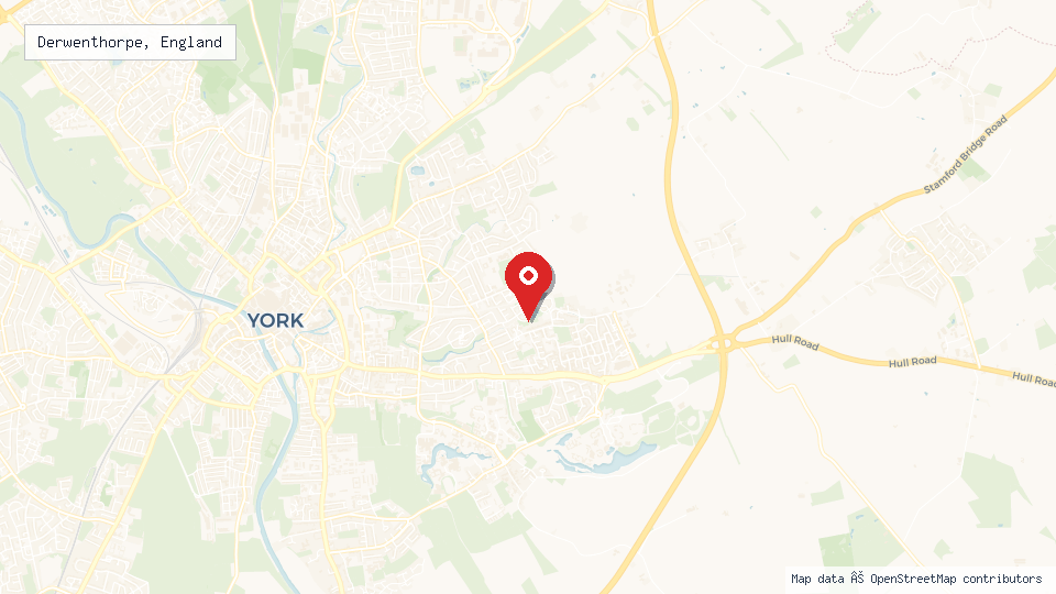 Street map of Derwenthorpe, England with location pin