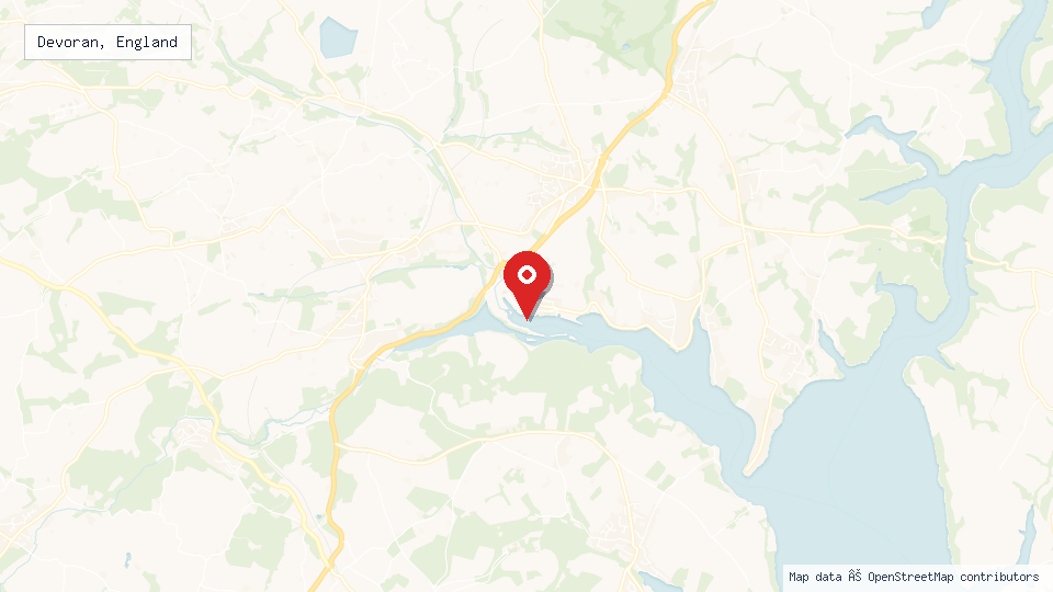 Street map of Devoran, England with location pin