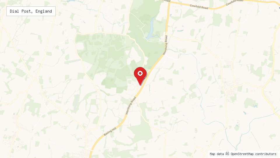 Street map of Dial Post, England with location pin