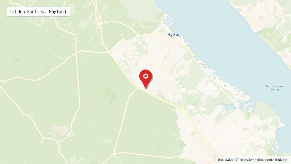 Street map of Dibden Purlieu, England with location pin
