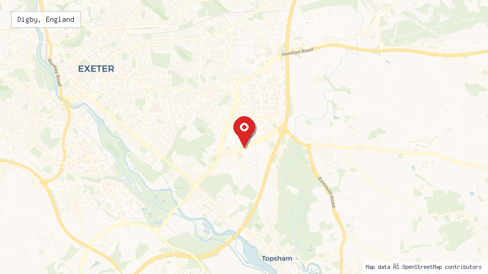 Street map of Digby, England with location pin