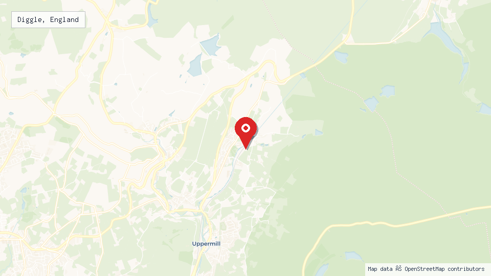 Street map of Diggle, England with location pin