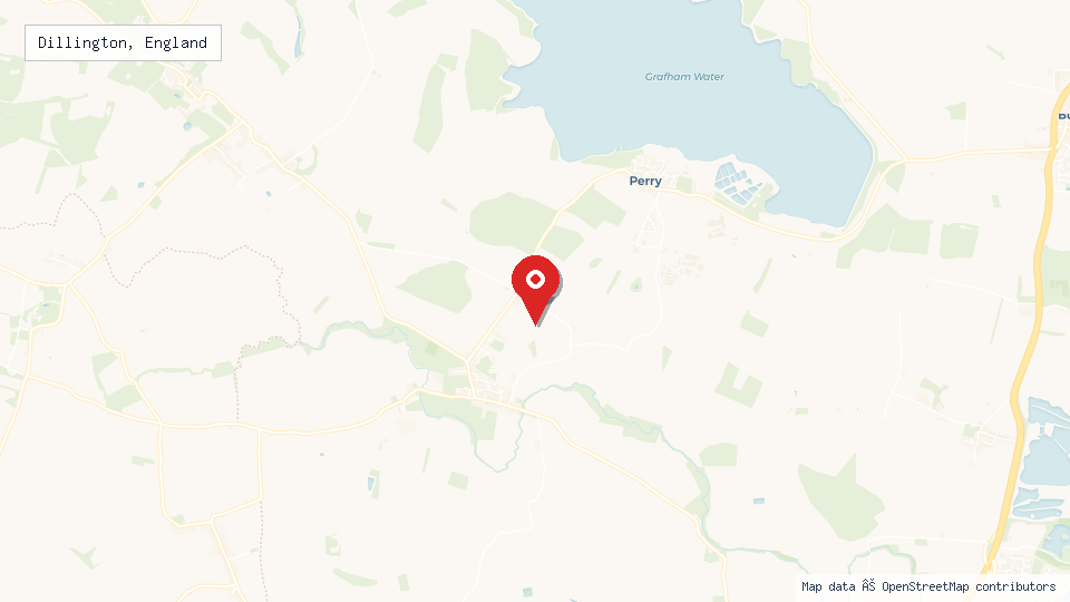 Street map of Dillington, England with location pin