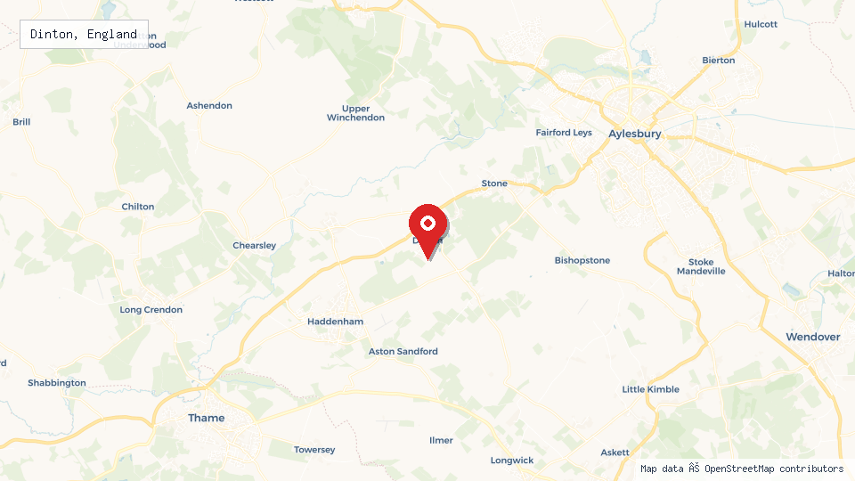 Street map of Dinton, England with location pin