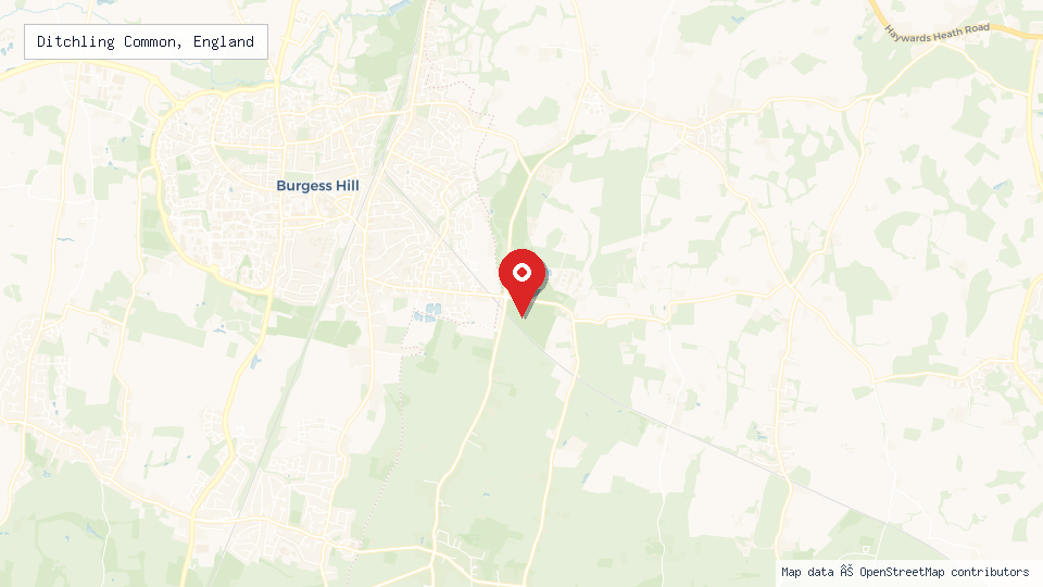 Street map of Ditchling Common, England with location pin