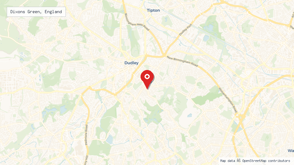 Street map of Dixons Green, England with location pin