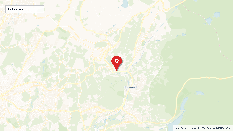 Street map of Dobcross, England with location pin