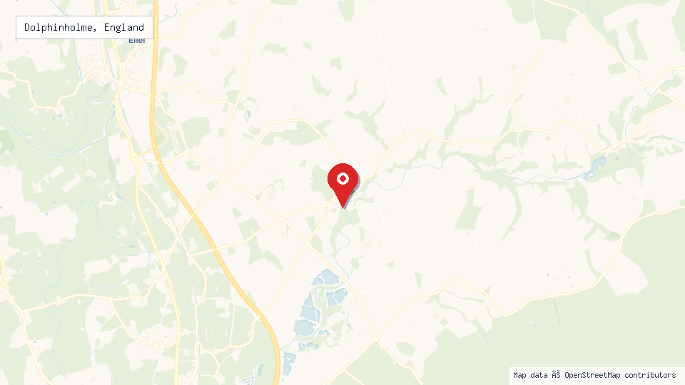 Street map of Dolphinholme, England with location pin