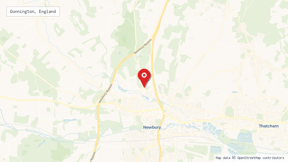 Street map of Donnington, England with location pin