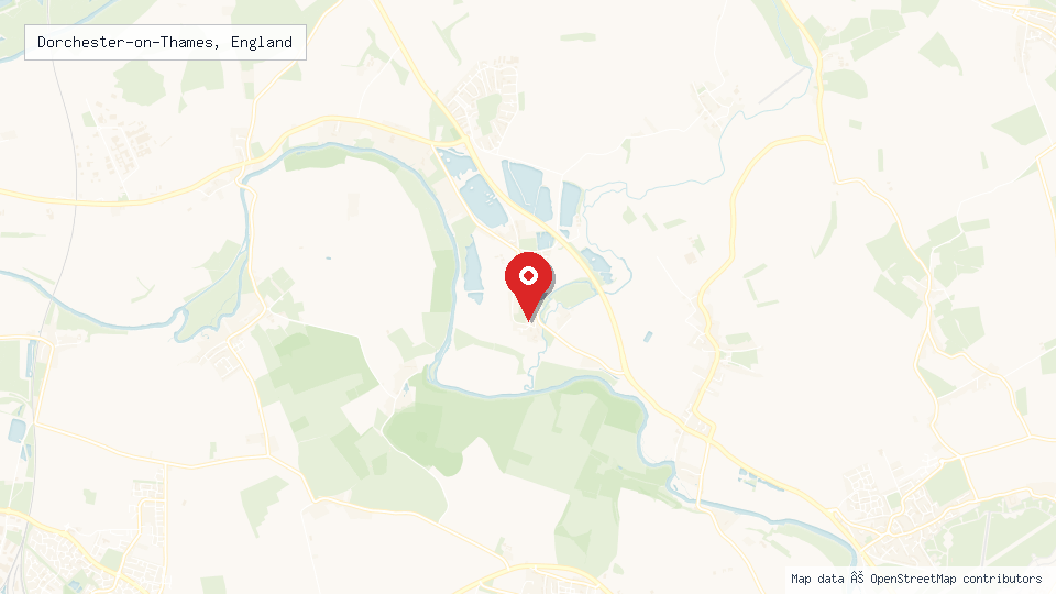 Street map of Dorchester-on-Thames, England with location pin