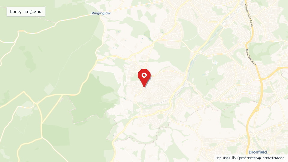 Street map of Dore, England with location pin