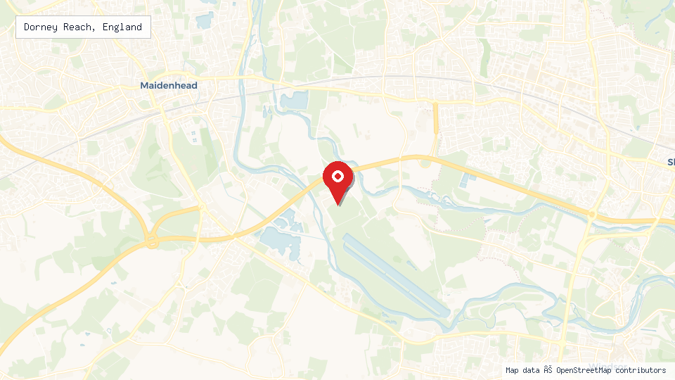 Street map of Dorney Reach, England with location pin