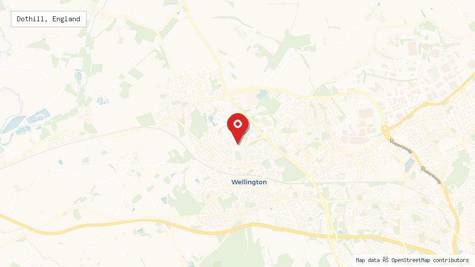 Street map of Dothill, England with location pin