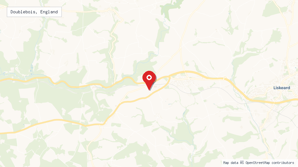 Street map of Doublebois, England with location pin
