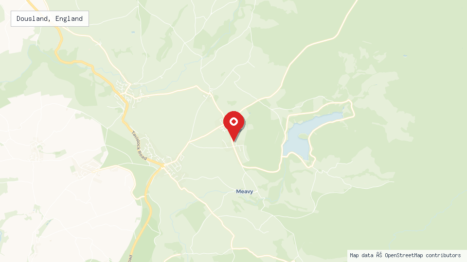 Street map of Dousland, England with location pin