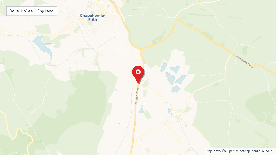 Street map of Dove Holes, England with location pin