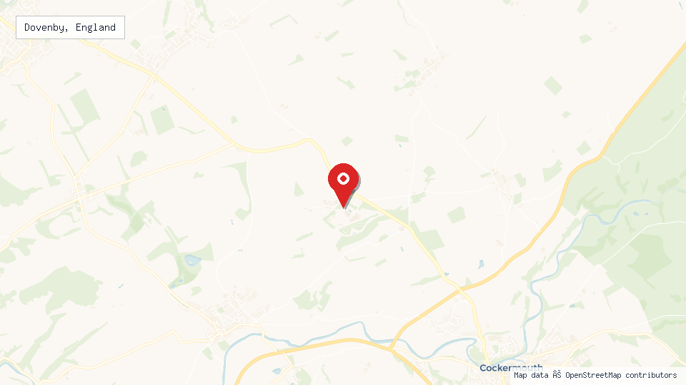 Street map of Dovenby, England with location pin