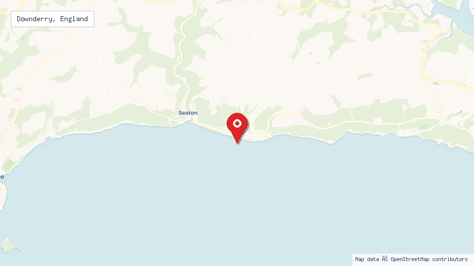 Street map of Downderry, England with location pin